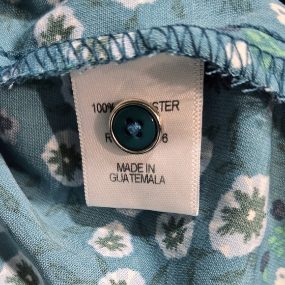 41 Hawthorn Cristen Teal Floral Ditsy Shirt Dress Roll Tab Sleeves Stitch Fix - Picture 8 of 9